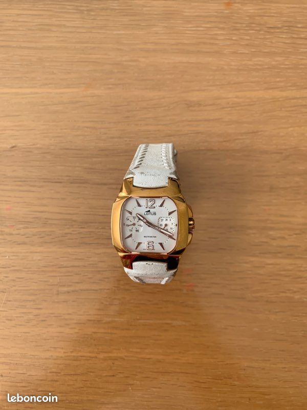 Montre lotus étanche cuir blanc femme (image 1)