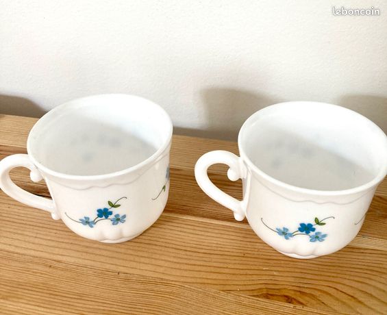 6 tasses et soucoupes Lotus Jacques Pergay - 2 tailles