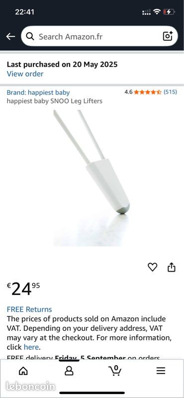 Berceau intelligent Snoo doux bruit blanc bercements automatiques