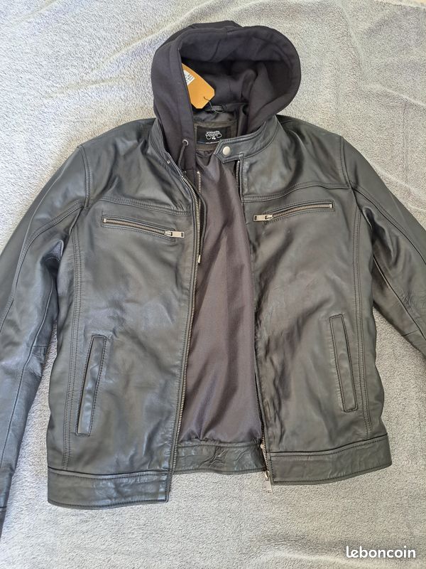 Veste en cuir véritable Le temps des cerises neuve étiquette (image 1)