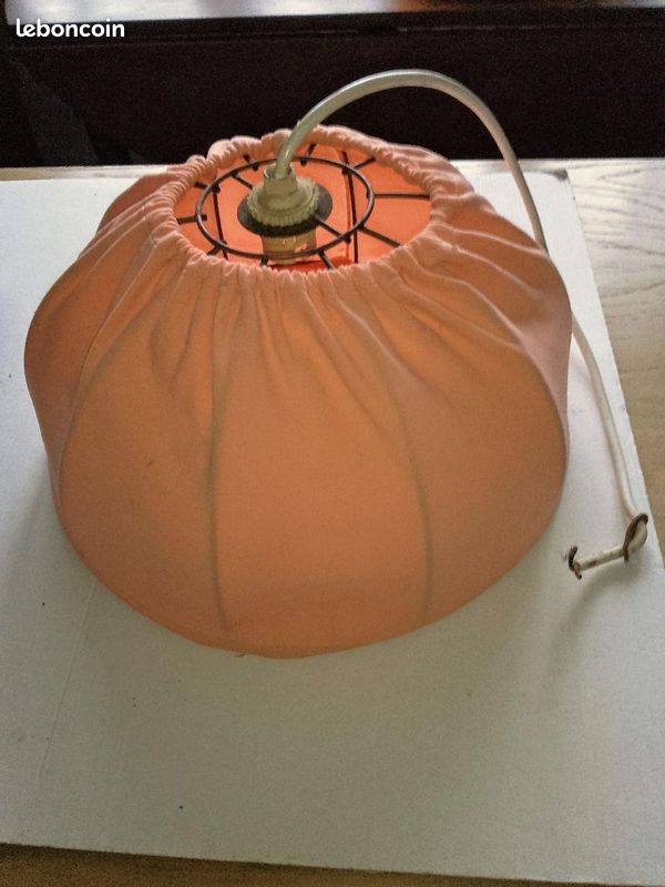 Luminaire Abat jour suspension saumon vintage (image 1)