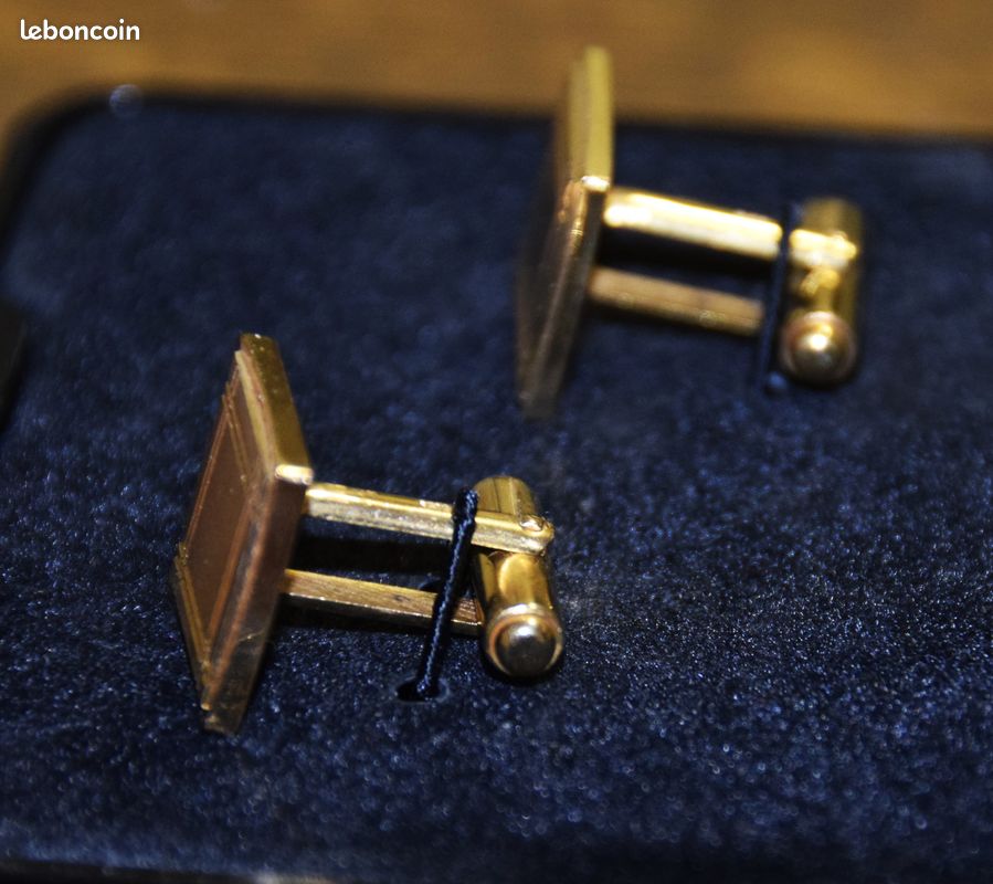 Ancienne Paire De Boutons De Manchette Plaqué Or - Marque PLACOR, Fabrication Française, Bon état