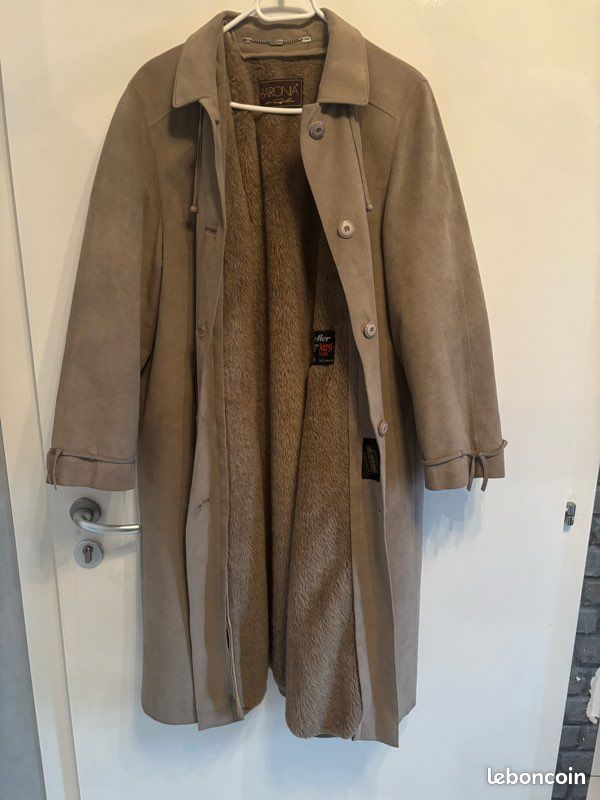 Manteau ESMAR Créations En Alcantara Bleu - Taille 40 - Style Trench - Neuf Sans étiquette