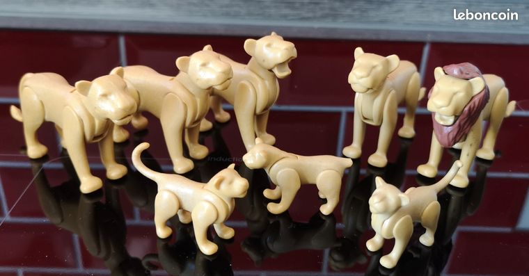 Lot De Figurines Playmobil Zoo Anciennes - Animaux Vintage : Dromadaire, Éléphant, Lion