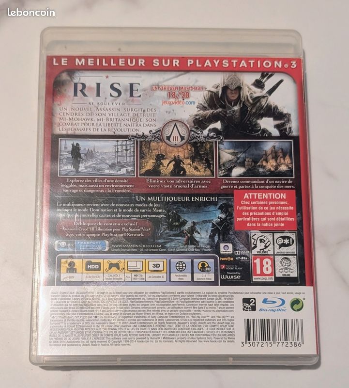 Jeu Assassin's Creed 3 – PlayStation 3 – Occasion Bon État – Version FR