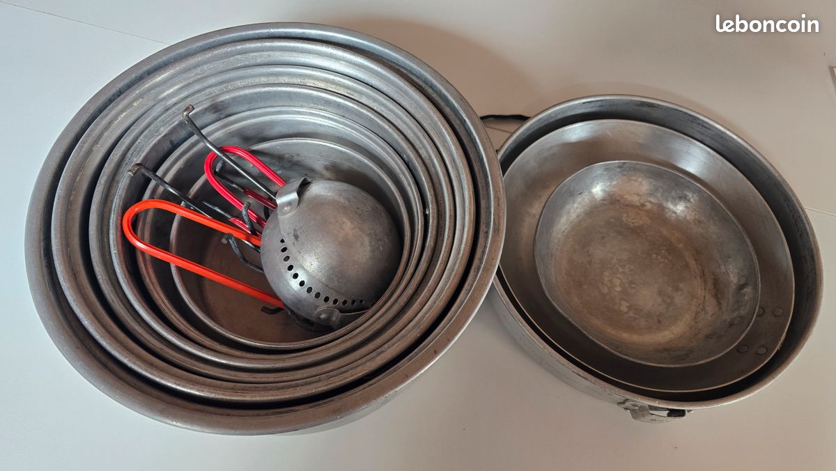 Lot De 5 Gamelles De Camping Vintage - Aluminium Français, Popotte Année 60/70