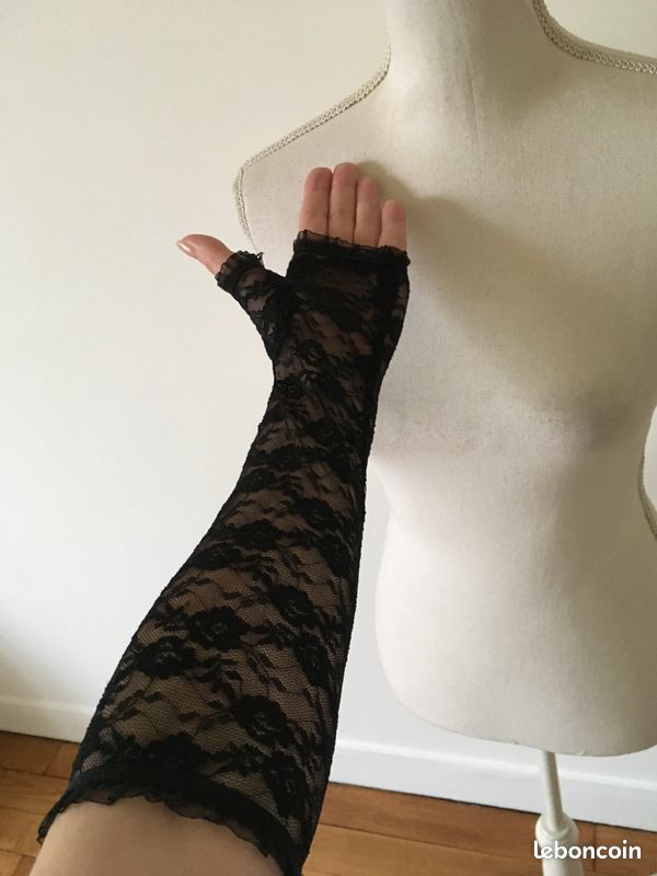 Accessoire Annee 20 Mitaine Dentelle Noire Chauds Pour Hommes Tricotés