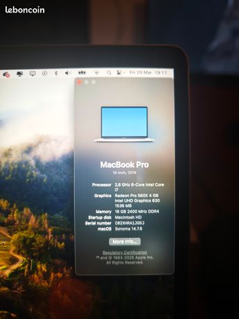 MacBook Pro 2018 15" I7 - Pour Pièces - Ne Fonctionne Pas