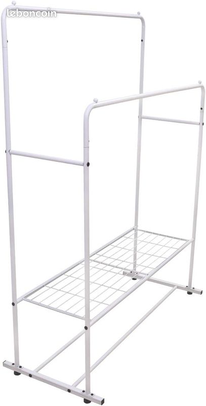 JURMERRY Portant Penderie à vêtements Cintre autoportant Double tringles Multifonction pour Chambre à Coucher (Blanc) (image 2)