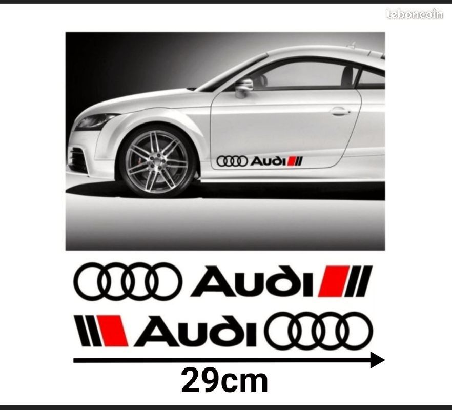 2 stickers Audi Autocollant Noir 29cm - Équipement auto