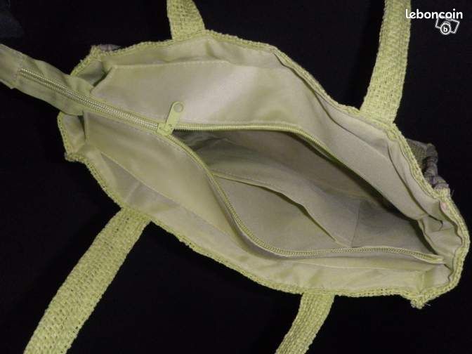 Sac paille vert anis (image 2)