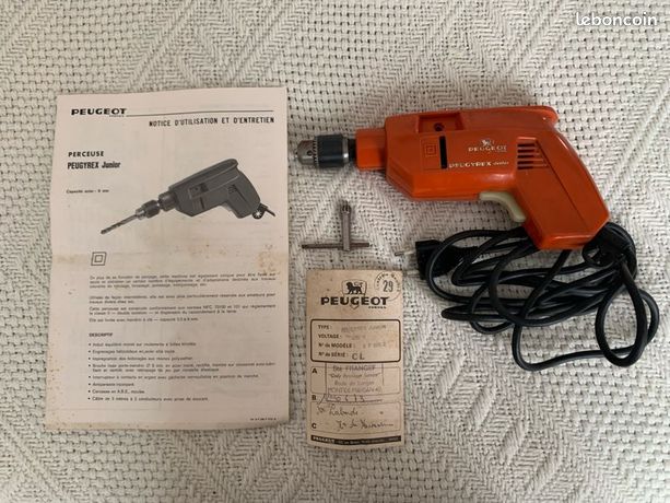 Perceuse électrique Vintage PEUGEOT MULTIREX 306 - Années 1960/70 - Plastique Rouge - Occasion Fonctionnelle