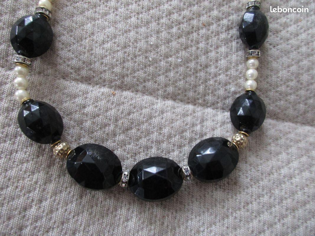 Collier fantaisie vintage ras de cou fait main RefM844