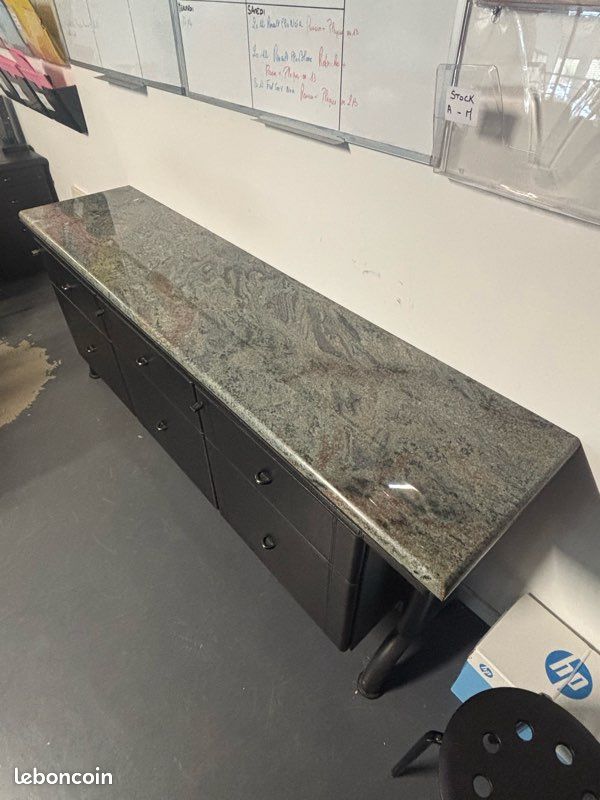LOT BUREAU + BUFFET bois et marbre (image 1)