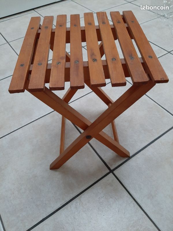 Tabouret porte plantes bois vernis (image 2)