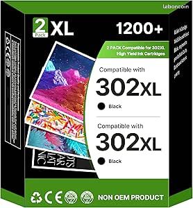 Cartouche D'encre 302 XL Noir Compatible HP Officejet 3831 - Non-OEM, Fabriqué Au Royaume-Uni