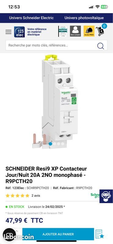 SCHNEIDER Resi9 XP Contacteur Jour/Nuit 20A 2NO monophasé - R9PCTH20 (image 3)