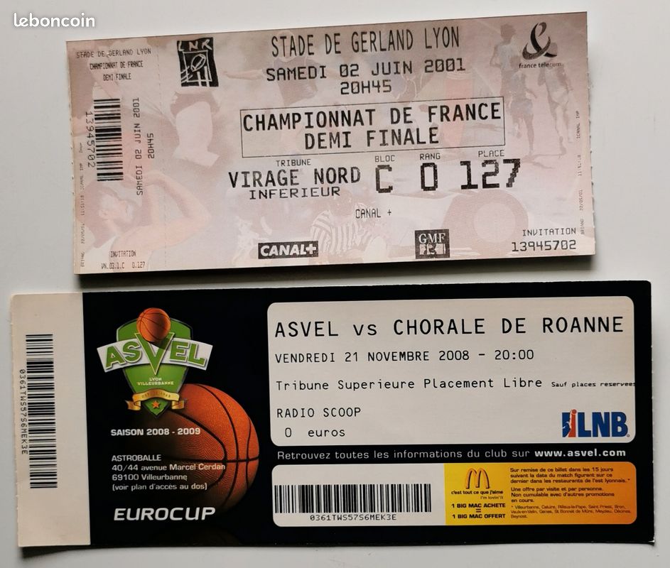 LOT TICKETS COLLECTOR BASKET RUGBY Sport LDLC ASVEL