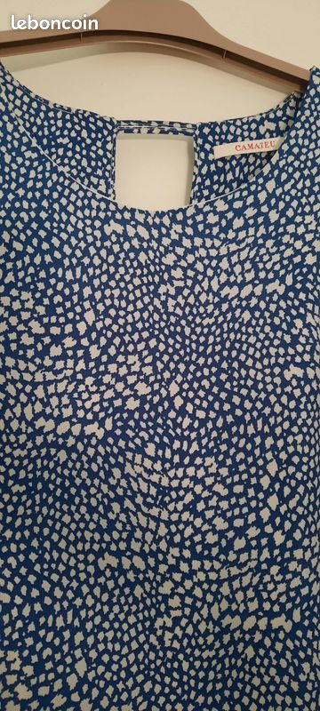 Robe avec motifs, Bleu et blanc, Très bon état, peu porté, Taille 36 , Camaïeu (image 3)
