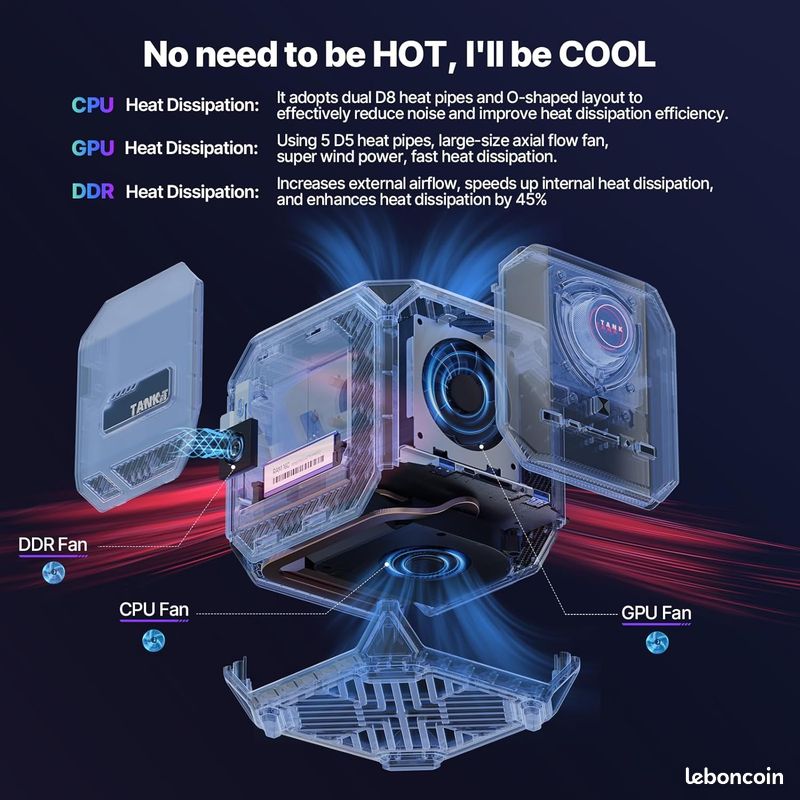 Nouveau PC Tank03 Gaming PC Desktop, Intel i7 (image 9)