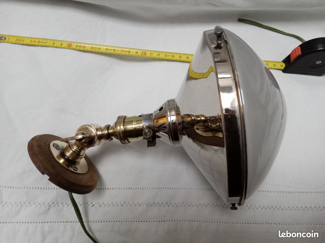 Ancienne lampe applique verre laiton vintage loft industriel métier jielde (image 1)
