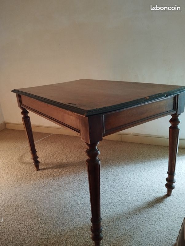 Table-bureau ancienne en bois avec tiroir (image 1)