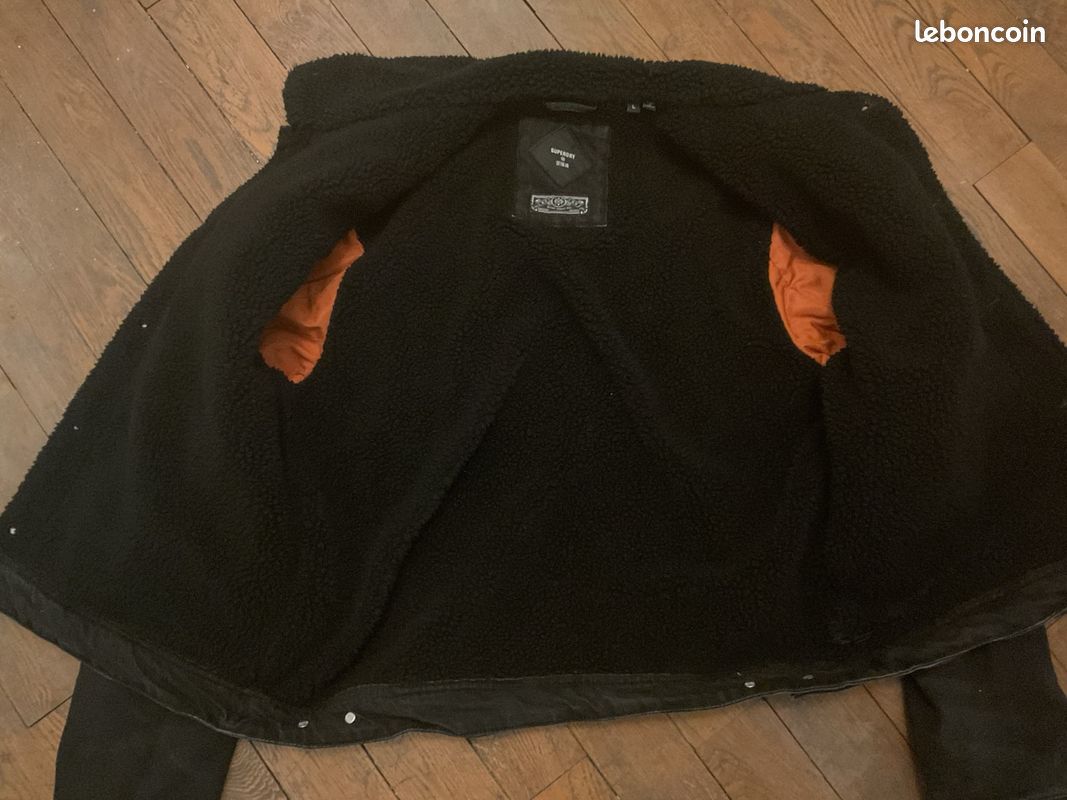 Blouson jean col et intérieur fourré Superdry (image 2)