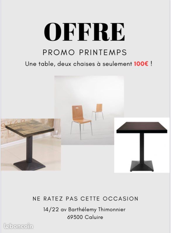 PROMO ensemble 1 table 2 chaises (image 1)