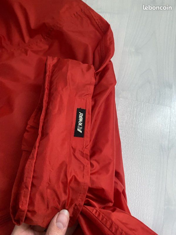 K-Way Vintage Années 90 Rouge - Veste Coupe-vent Imperméable Taille L - Occasion Très Bon état