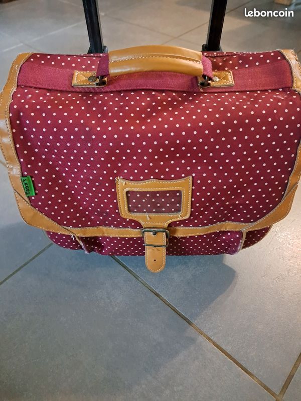 Cartable à roulettes Tann's 38cm trolley pois cerise Accessoires