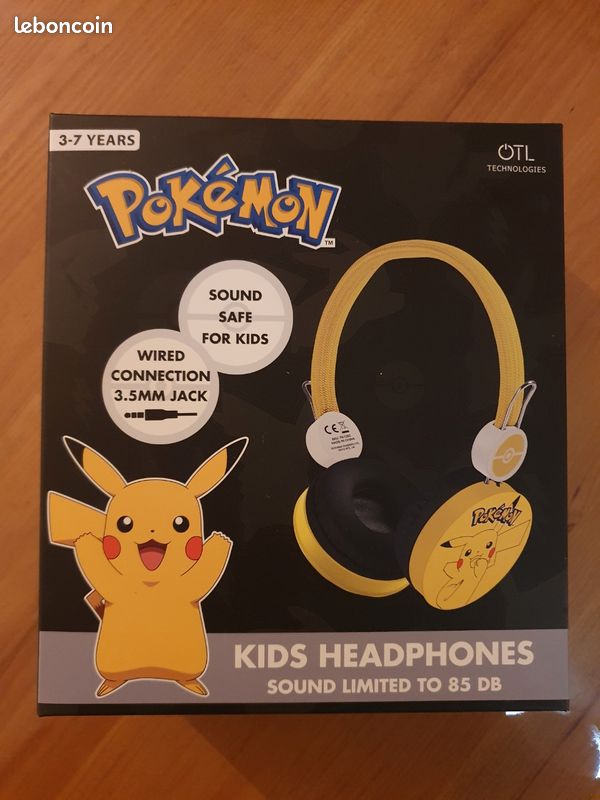 Casque Enfant Pokémon Pikachu - Son Limité à 85 DB, Neuf Sous Emballage, Sécurité Enfants