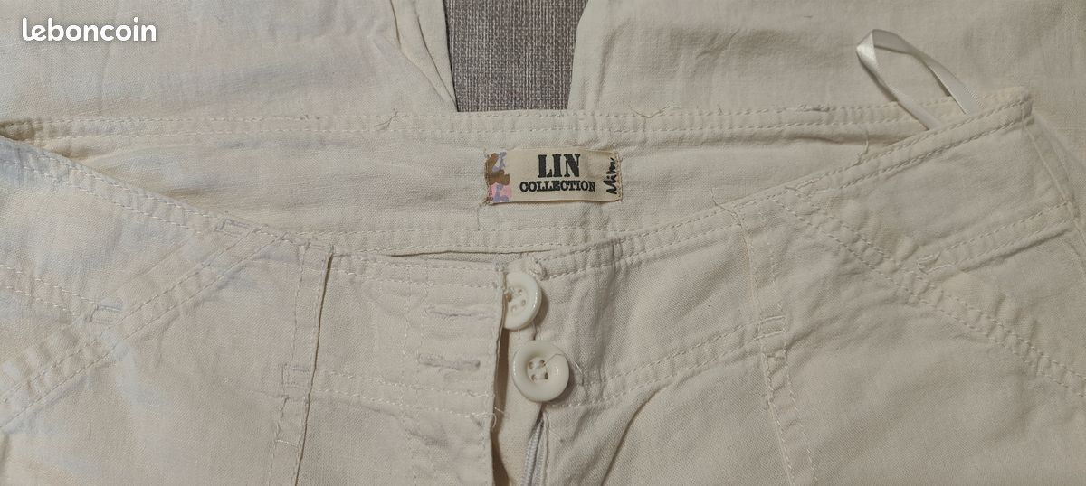 Pantalon lin blanc 38 (image 4)