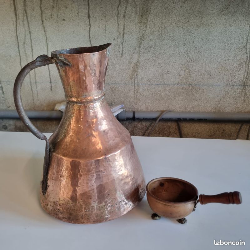 Pichet en cuivre + petit chauffe portion tripode (image 1)