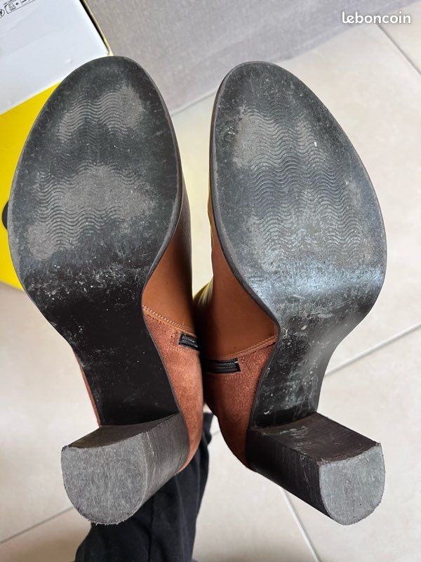 Bottines camel en cuir avec anneaux doré Eram taille 41 (image 8)