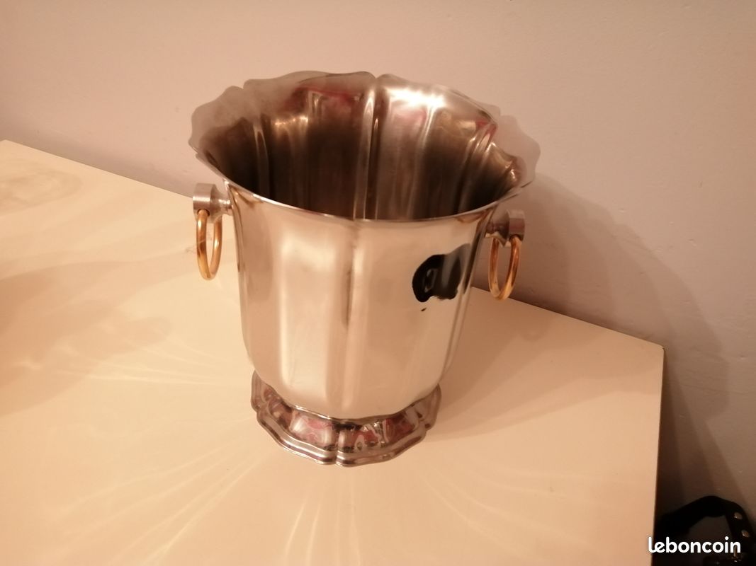 Seau à champagne inox et doré (image 3)