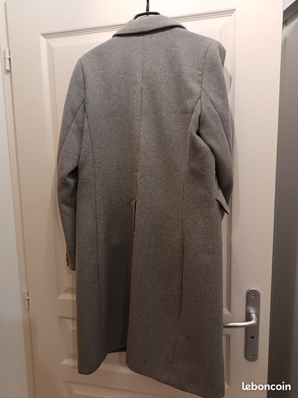 Manteau femme long type laine gris clair taille M (image 2)