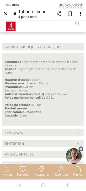 Tabouret snack de la marque 4 pieds (image 2)