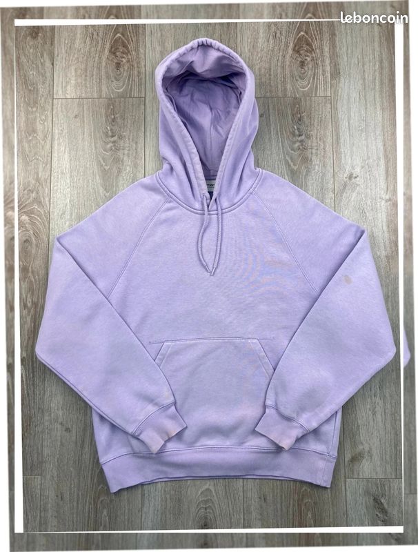 Hoodie/ Pull/ Sweat à capuche violet logo brodé Carhartt sur la manche #A22 - Taille XS (image 2)