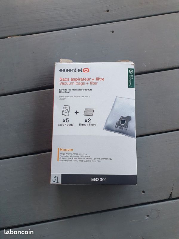 Lot de 4 sacs aspirateur + 2 filtres – Essentielb EB3001 – Compatibles Hoover (image 1)