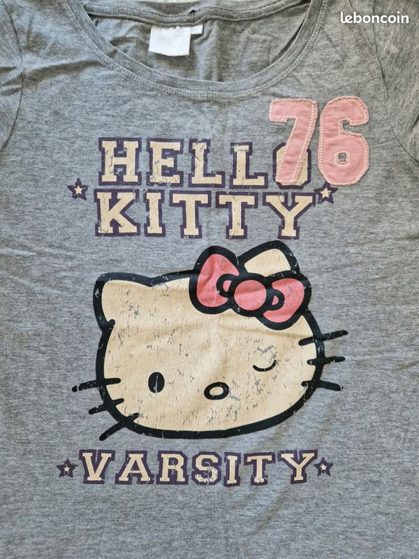 T-shirt gris Hello-Kitty taille 34 XS (image 2)