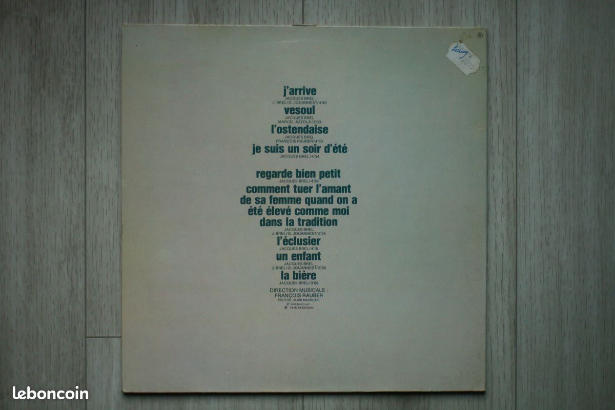 Jacques Brel – Vesoul – Album 33 tours (image 2)