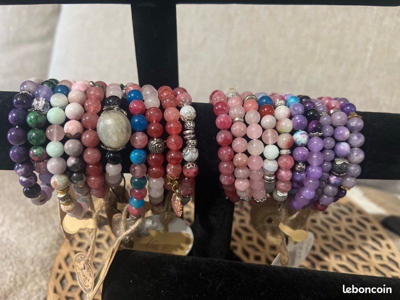 Lot De 20 Bracelets Manchettes En Pierres Précieuses Naturelles - Réglables, Fabrication Artisanale