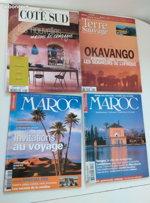 Lot 4 magazines : Histoires Patrimoine Maroc : Architecture, Cultures, Traditions, Circuits - Méditerranée magazine, Maisons Côté Sud et Terre sauvage (image 1)