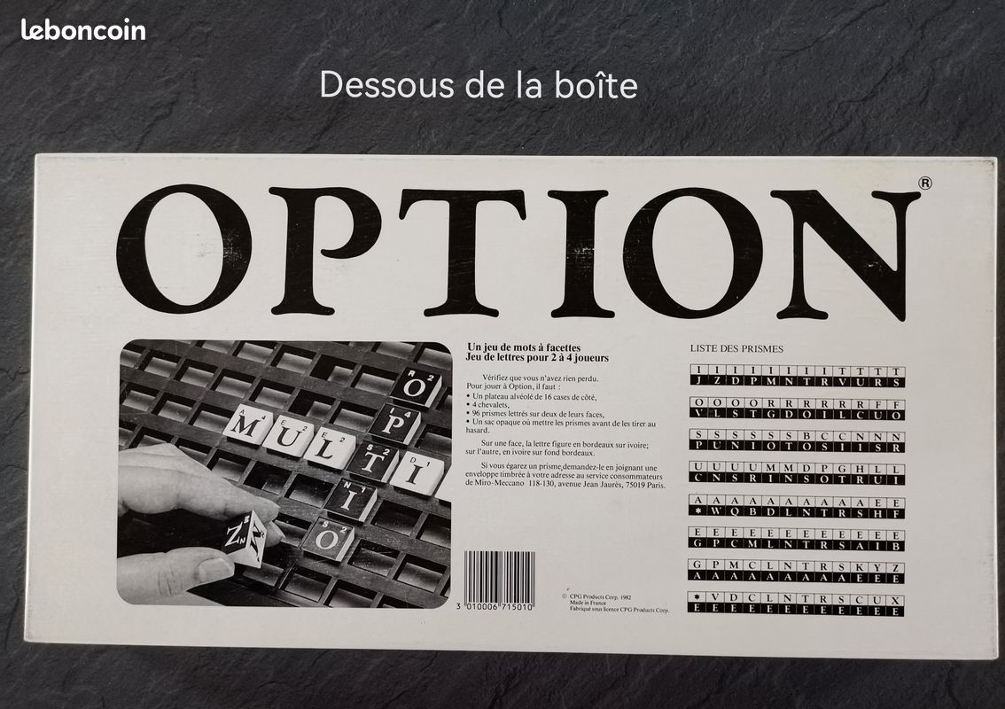 Jeu De Société OPTION Vintage 1982 - Miro Meccano - Complet Très Bon État