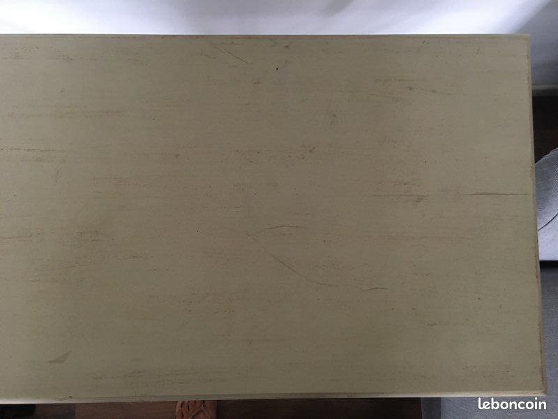 Console plateau bois et pieds fer forgé effet cérusé (image 3)