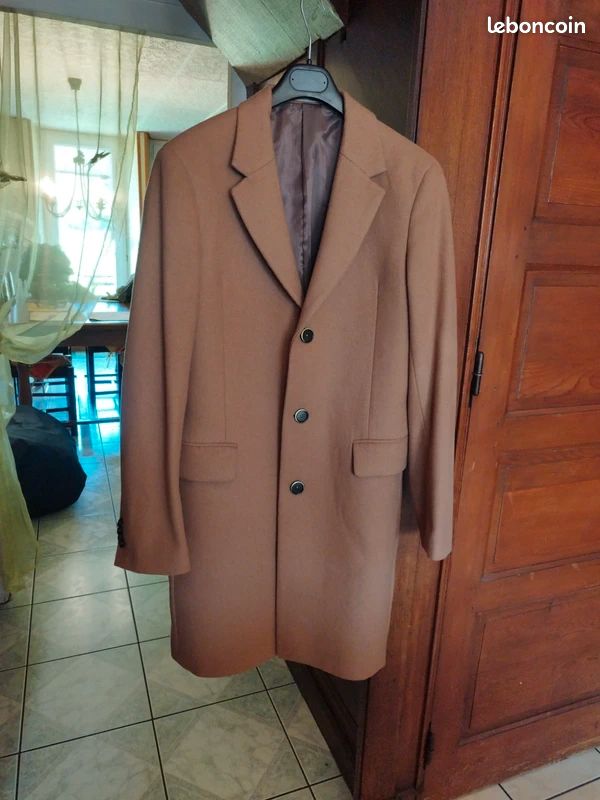 Manteau beige trench coat laine homme Mango S/36 vintage Vêtements