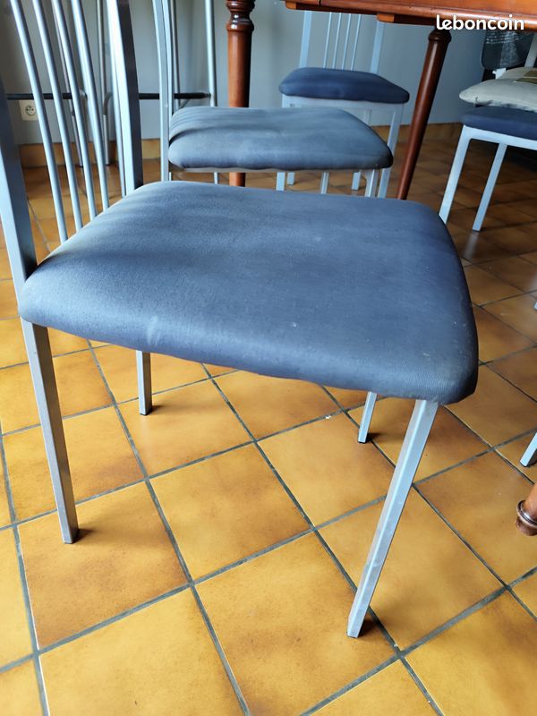 6 Chaises de salle à manger métal gris – assise tissu (image 3)