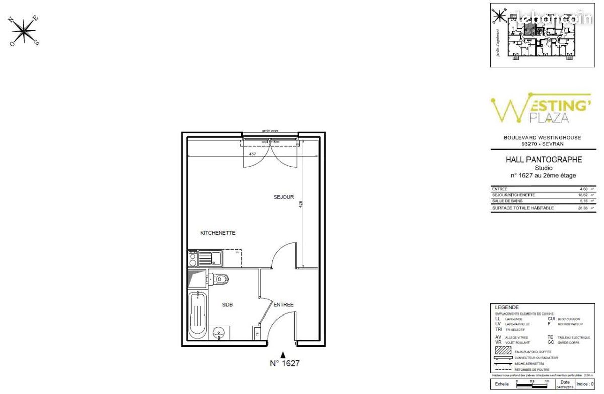 Appartement a louer sevran - 1 pièce(s) - 28 m2 - Surfyn