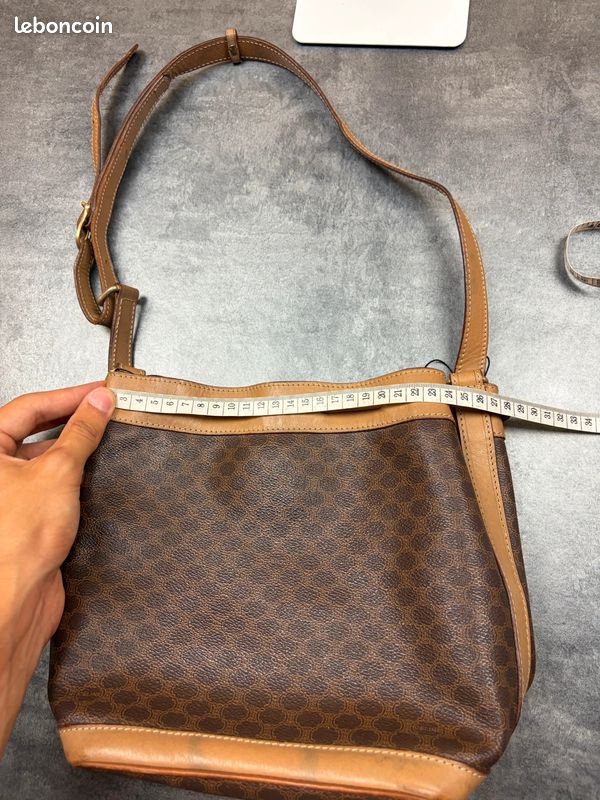 Sac seau en cuir marron Céline Paris monogram vintage 90s #90s (image 11)