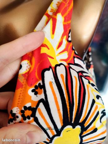 Drap De Bain/plage Vintage 70's - Psychédélique Pop Art - 140x58 Cm - 100% Coton - Rare
